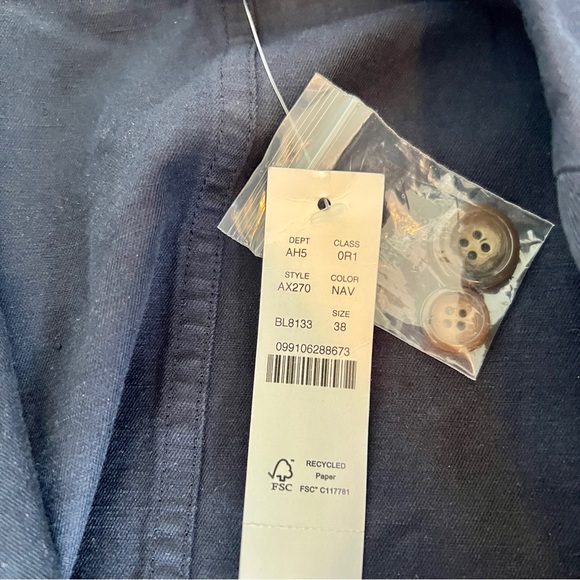 Garment-dyed Navy cotton-linen blend chino suit jacket size 38R with tags - Picture 5 of 8